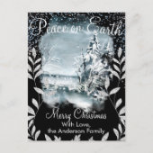 Elegant Waterverf Snowy Night Natuur Snow Glitter Briefkaart (Voorkant)