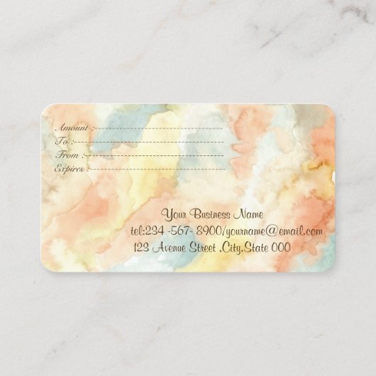 Elegant Waterverf Splash,Lijst,Gold Confetti Kortingskaartje (Achterkant)