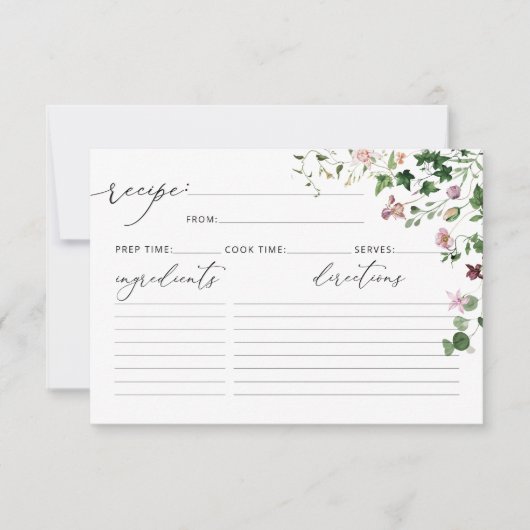 Elegant Waterverf Spring Floral Recipcard (Voorkant)