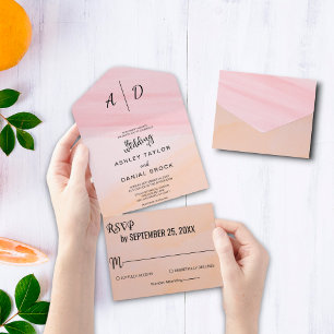 Elegant waterverf stoffige roos in één uitvinding all in one uitnodiging