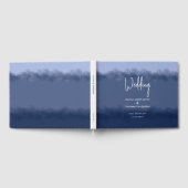 Elegant Waterverf Stripe Navy Ocean Beach Wedding Gastenboek (Volledig)