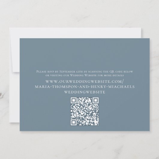 Elegant Waterverf Stusty Blue Floral Roos QR Code Kaart (Achterkant)