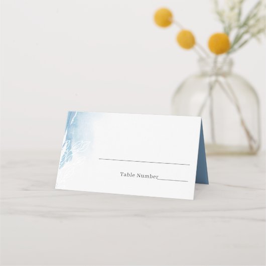 Elegant Waterverf Stusty Blue Place Card Plaatskaartje (Voorkant)