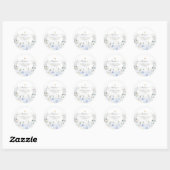 Elegant Waterverf Stusty Blue Rozen Dank je wel Ronde Sticker (Vel)