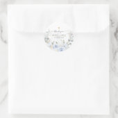 Elegant Waterverf Stusty Blue Rozen Dank je wel Ronde Sticker (Tas)