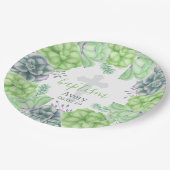 Elegant Waterverf Succulent Baptisme Religieuze Papieren Bordje (Gekanteld)