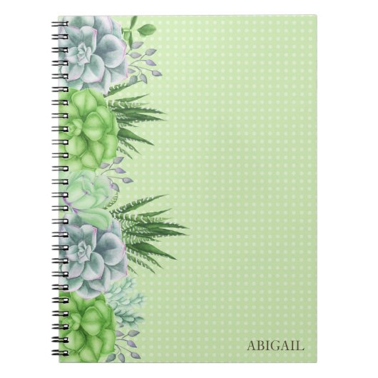 Elegant Waterverf Succulent Botanisch Monogram Notitieboek (Voorkant)
