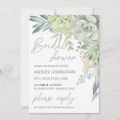 Elegant Waterverf Succulent Greenery BridalShower Kaart (Voorkant)