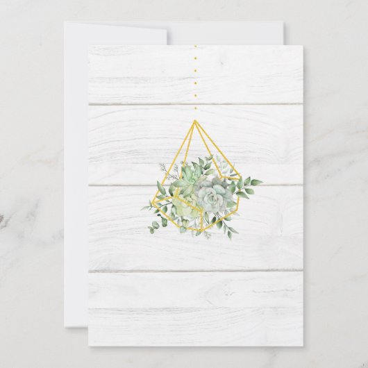 Elegant Waterverf Succulent Greenery BridalShower Kaart (Achterkant)