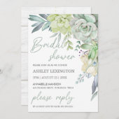 Elegant Waterverf Succulent Greenery BridalShower Kaart (Voorkant / Achterkant)