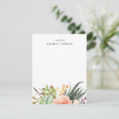 Elegant Waterverf Succulent Personalized Notecard RSVP Kaartje (Staand voorkant)