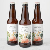 Elegant Waterverf Succulent Roos Wedding Bier Etiket (Flessen)