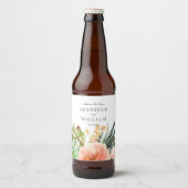 Elegant Waterverf Succulent Roos Wedding Bier Etiket (Voorkant)