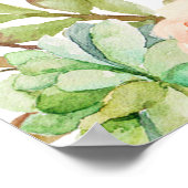 Elegant Waterverf Succulent Wedding Welkomstbord Poster (Hoek)
