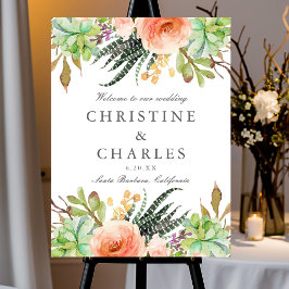 Elegant Waterverf Succulent Wedding Welkomstbord Poster
