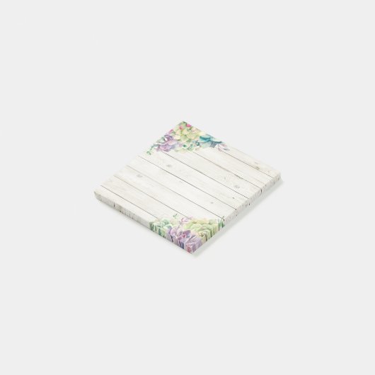 Elegant Waterverf Succulente Planten Rustisch hout Post-it® Notes (Schuin)