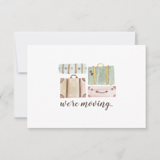 Elegant Waterverf Suitcases Housewarming Kaart (Voorkant)