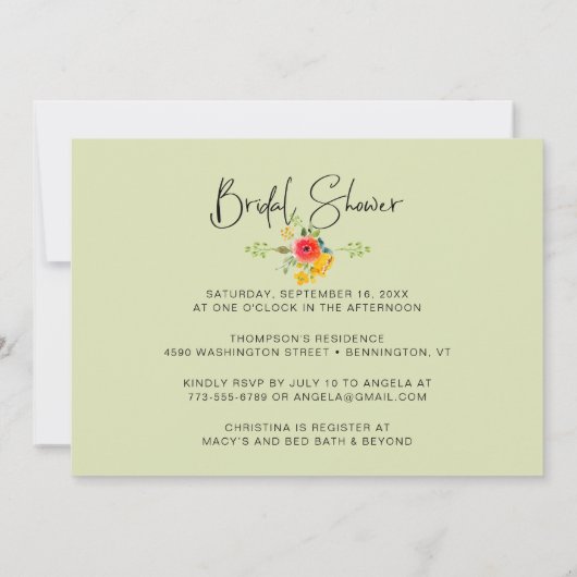 Elegant Waterverf Summer Florals Vrijgezellenfeest Kaart (Achterkant)