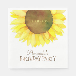 Elegant Waterverf Sunflower Birthday Party Servet