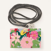 Elegant Waterverf Sunflower Blush Floral Grey Badge (Achterkant met draagriem)