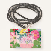 Elegant Waterverf Sunflower Blush Floral Grey Badge (Voorkant met draagriem)