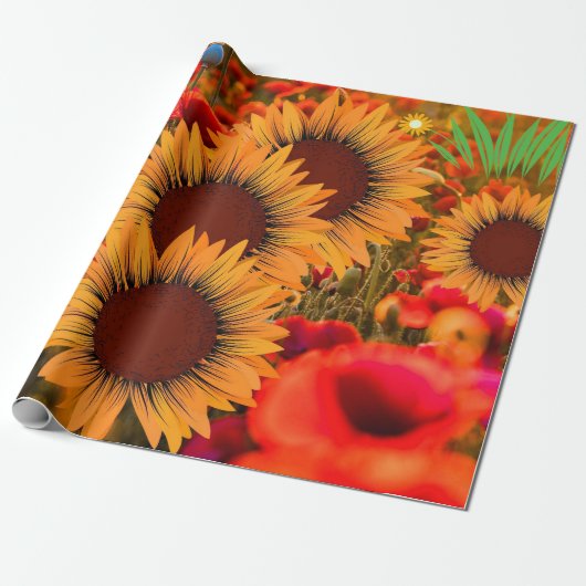 Elegant Waterverf Sunflower Cadeaupapier (Uitgerold)