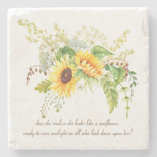 Elegant Waterverf Sunflower Citaat Stone Onderzett Stenen Onderzetter