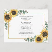 Elegant Waterverf Sunflower Eucalyptus Weddenschap Uitnodiging Briefkaart (Voorkant)