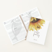 Elegant Waterverf Sunflower Family Recipbook Notitieboek (Binnen)