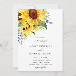 Elegant Waterverf Sunflower Floral Wedding Kaart