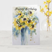 Elegant Waterverf Sunflower Happy Birthday Kaart (Gele Bloem)