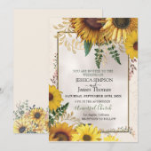 Elegant Waterverf Sunflower Kaart (Voorkant / Achterkant)