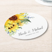 Elegant Waterverf Sunflower Personalized Wedding Ronde Kartonnen Onderzetter (Gebogen)