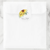 Elegant Waterverf Sunflower Personalized Wedding Ronde Sticker (Tas)