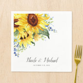 Elegant Waterverf Sunflower Personalized Wedding Servet
