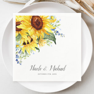 Elegant Waterverf Sunflower Personalized Wedding Servet
