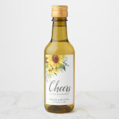 Elegant Waterverf Sunflower Personalized Wedding Wijn Etiket (Voorkant)