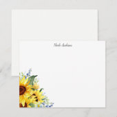 Elegant Waterverf Sunflower Persoonlijk Notitiekaartje (Voorkant / Achterkant)