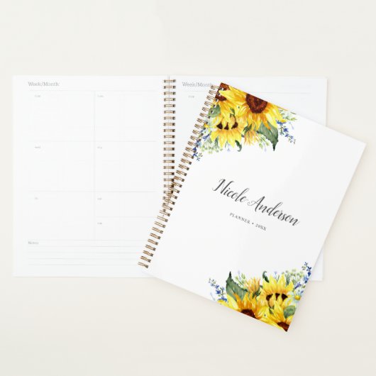 Elegant Waterverf Sunflower Persoonlijk Planner (Display)