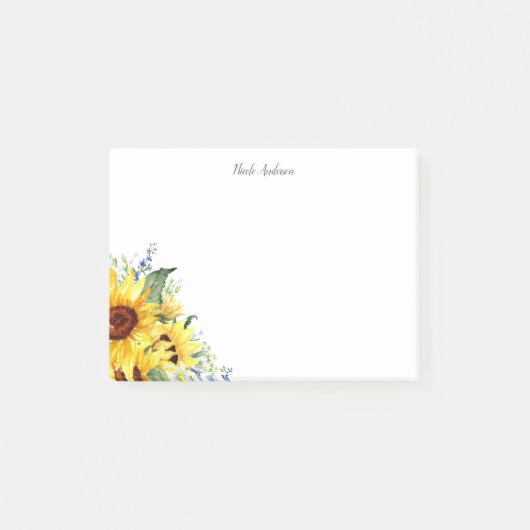 Elegant Waterverf Sunflower Persoonlijk Post-it® Notes (Voorkant)