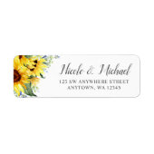 Elegant Waterverf Sunflower Return Address Etiket (Voorkant)