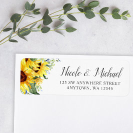 Elegant Waterverf Sunflower Return Address Etiket