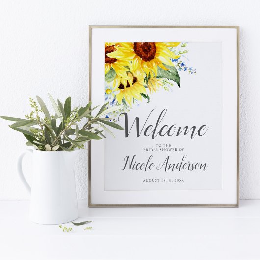 Elegant Waterverf Sunflower Vrijgezellenfeest Welk Poster