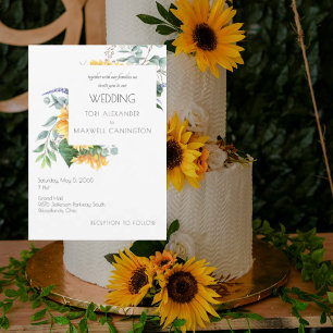 Elegant Waterverf Sunflower Weddenschap Kaart