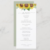 Elegant Waterverf Sunflower Wedding Menu (Voorkant / Achterkant)