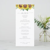 Elegant Waterverf Sunflower Wedding Menu (Staand voorkant)