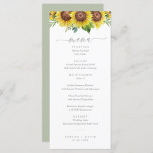 Elegant Waterverf Sunflower Wedding Menu