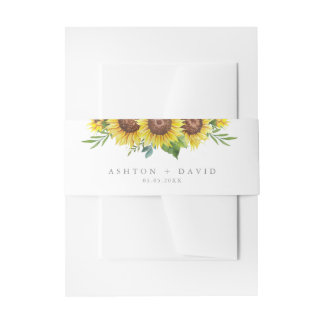 Elegant Waterverf Sunflower Wedding Uitnodiging Uitnodigingen Wikkel