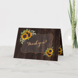 Elegant Waterverf Sunflower Wood Weddenschap Bedankkaart