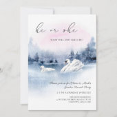 Elegant Waterverf Swans Bird Gender onthulling Inv Kaart (Voorkant)